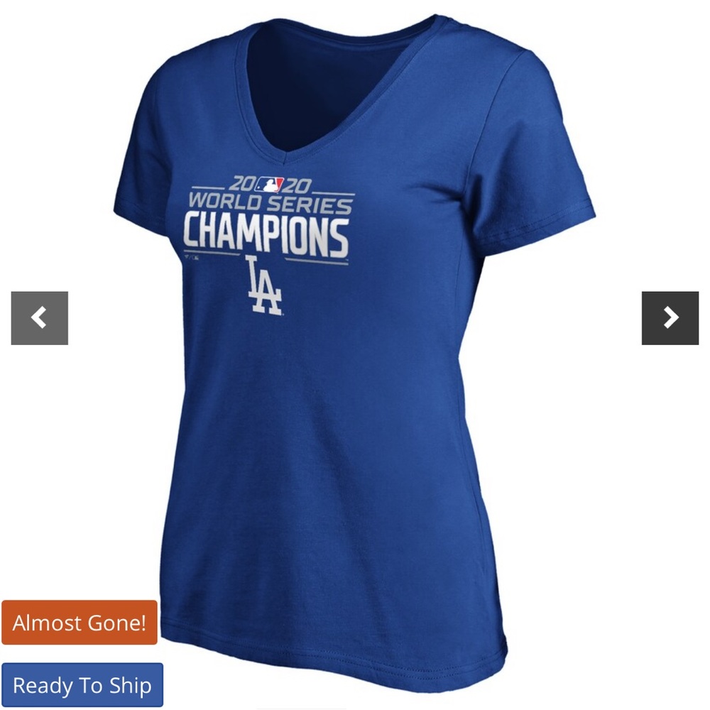 💜Fanatics Womens LA Dodgers 2020 World Series V Neck Tee